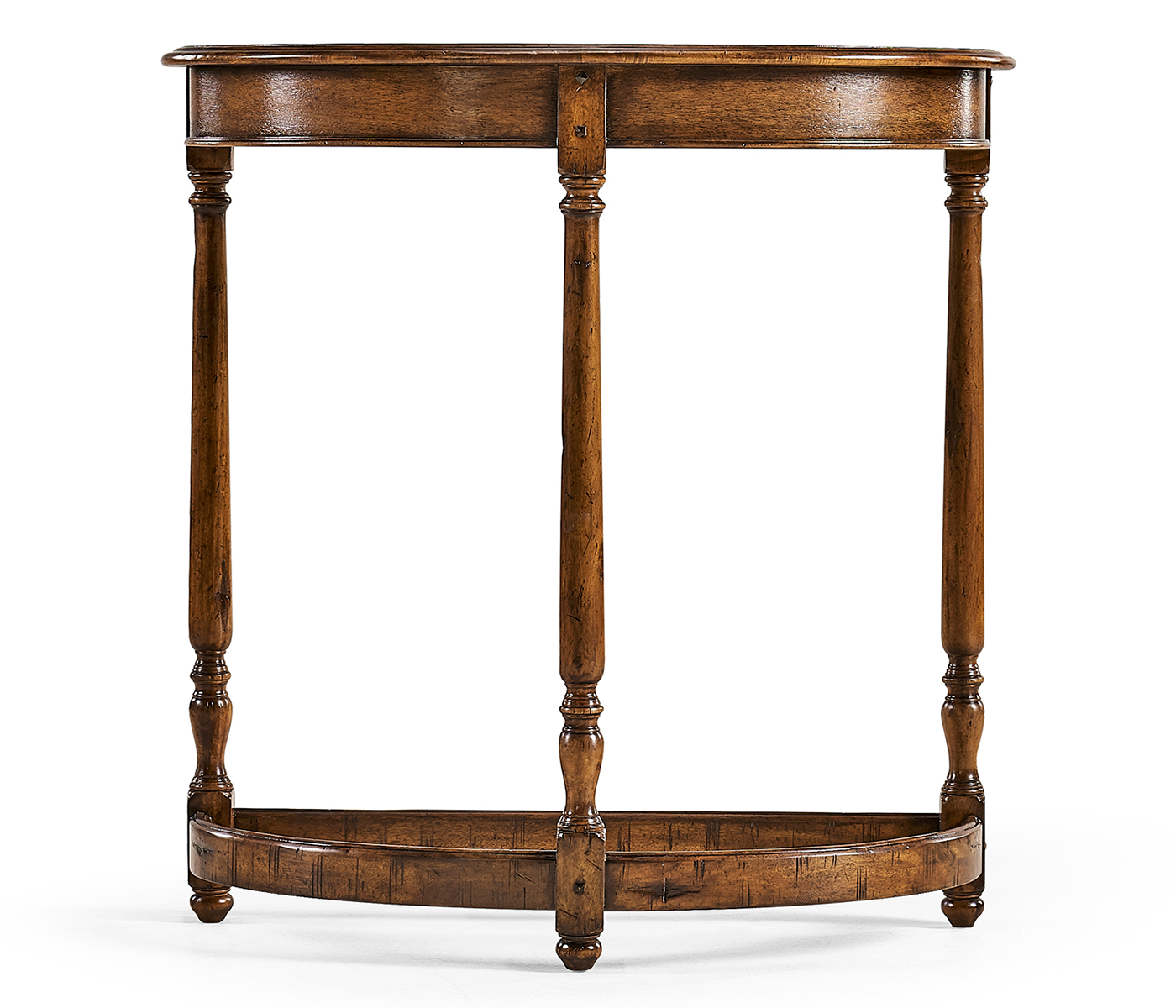 Country Walnut Demilune Console Table