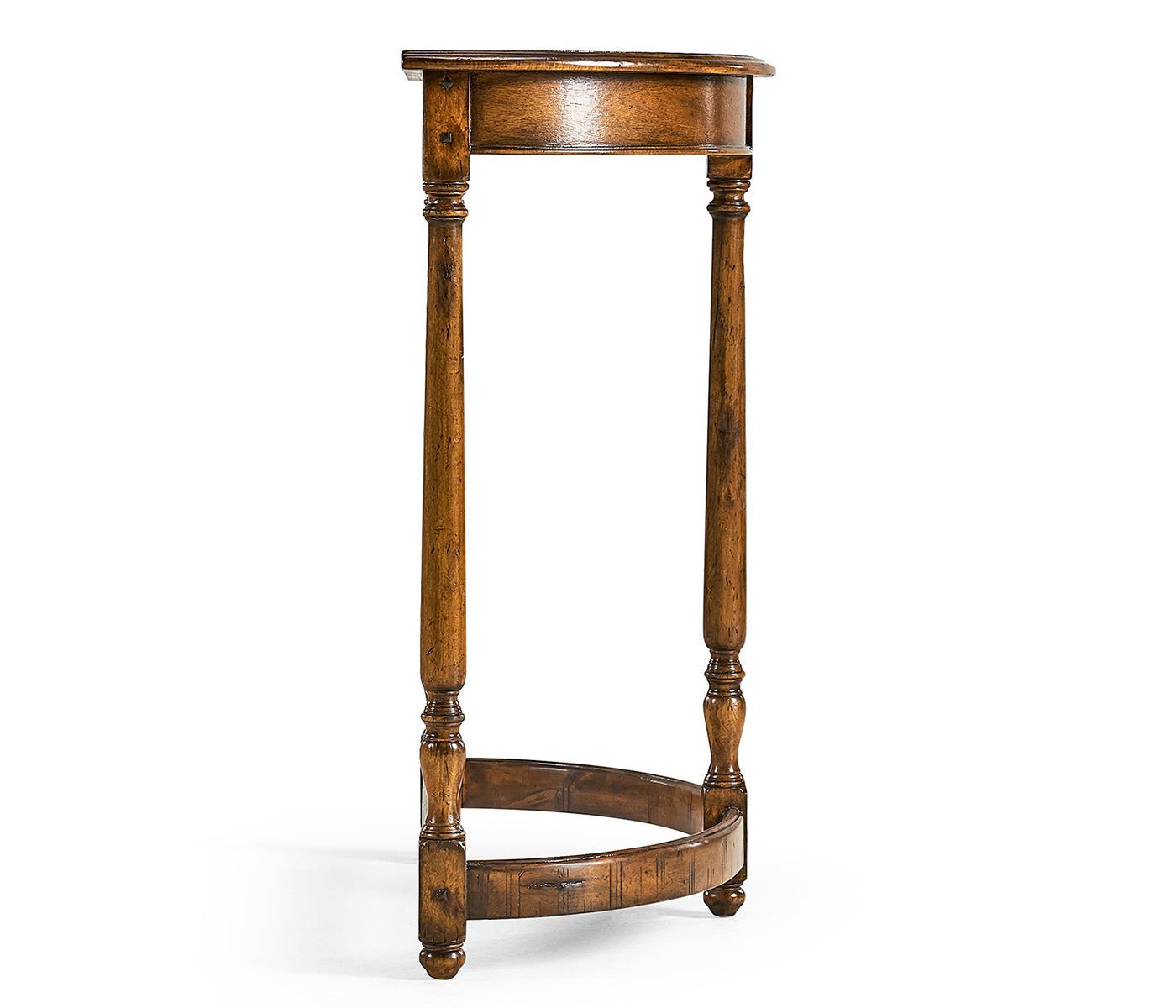 Country Walnut Demilune Console Table