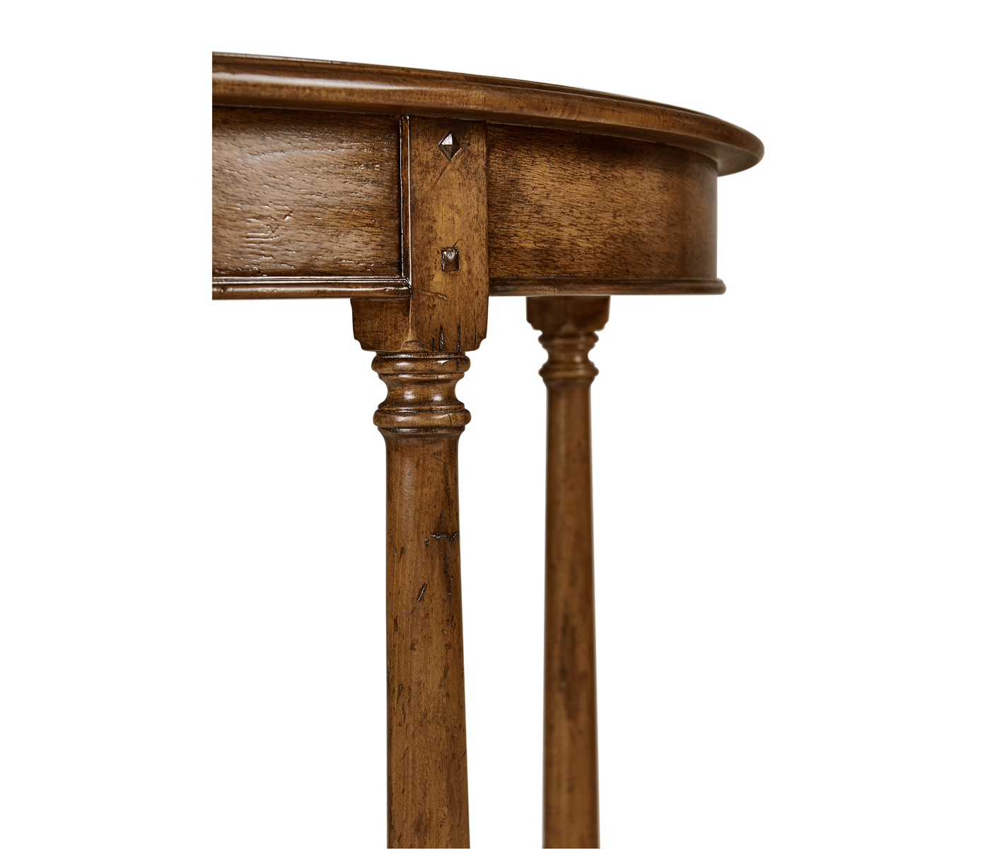Country Walnut Demilune Console Table