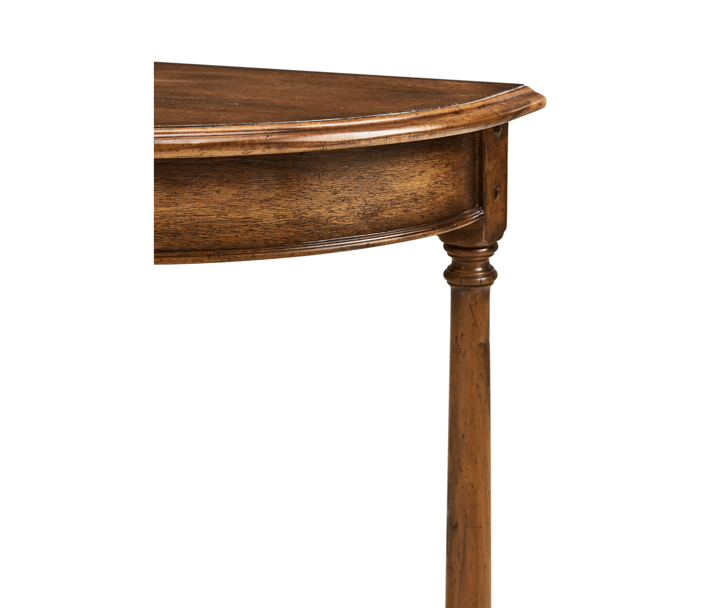 Country Walnut Demilune Console Table