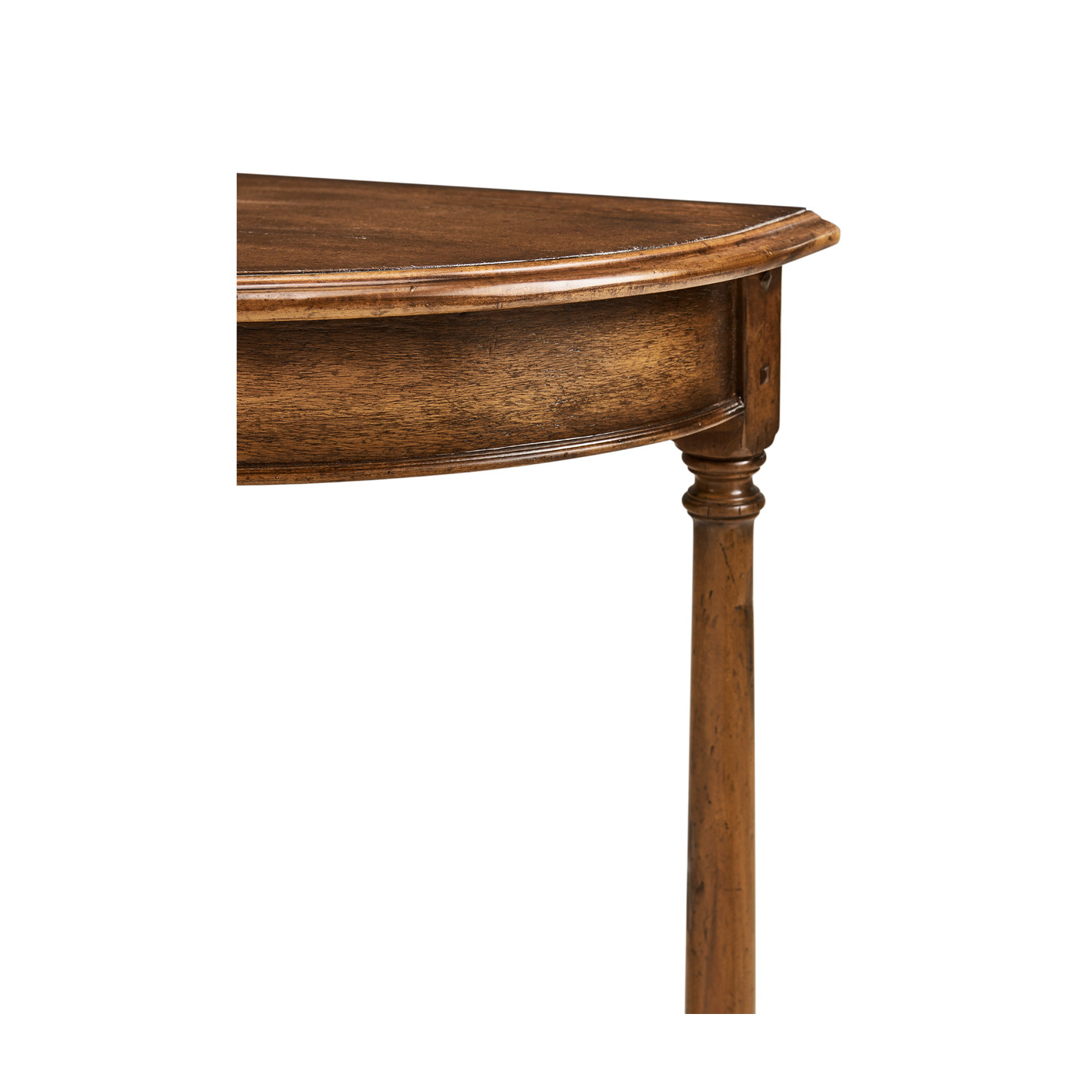 Country Walnut Demilune Console Table