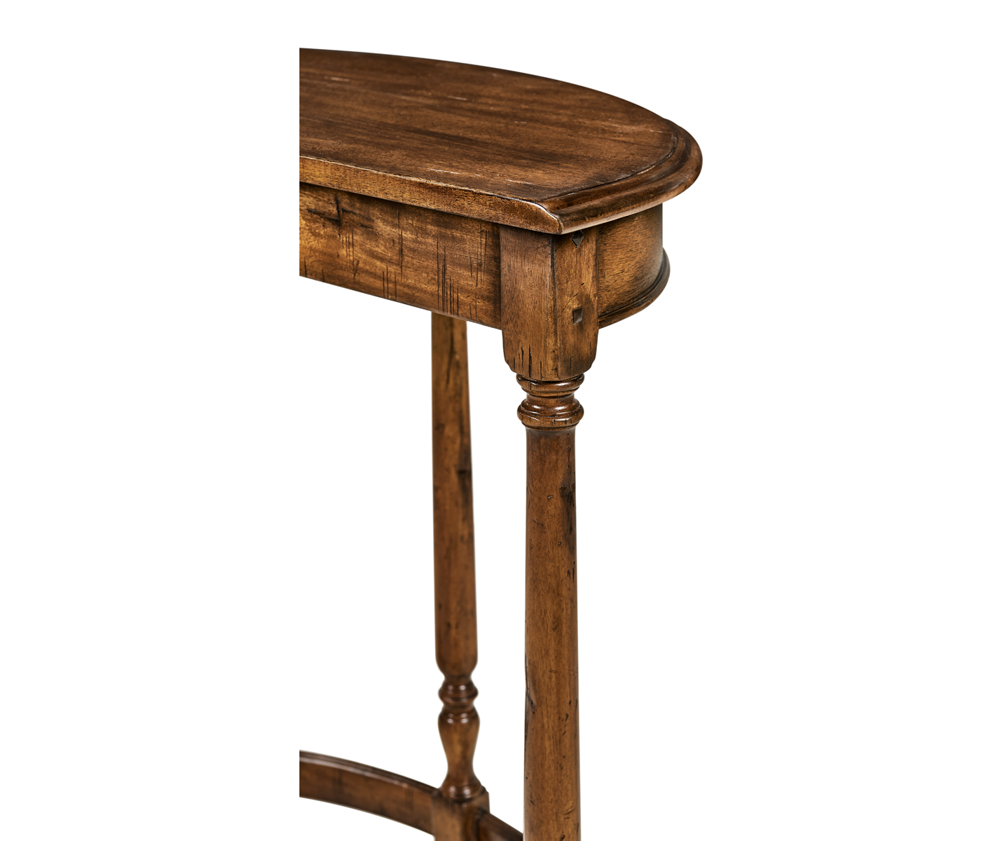 Country Walnut Demilune Console Table