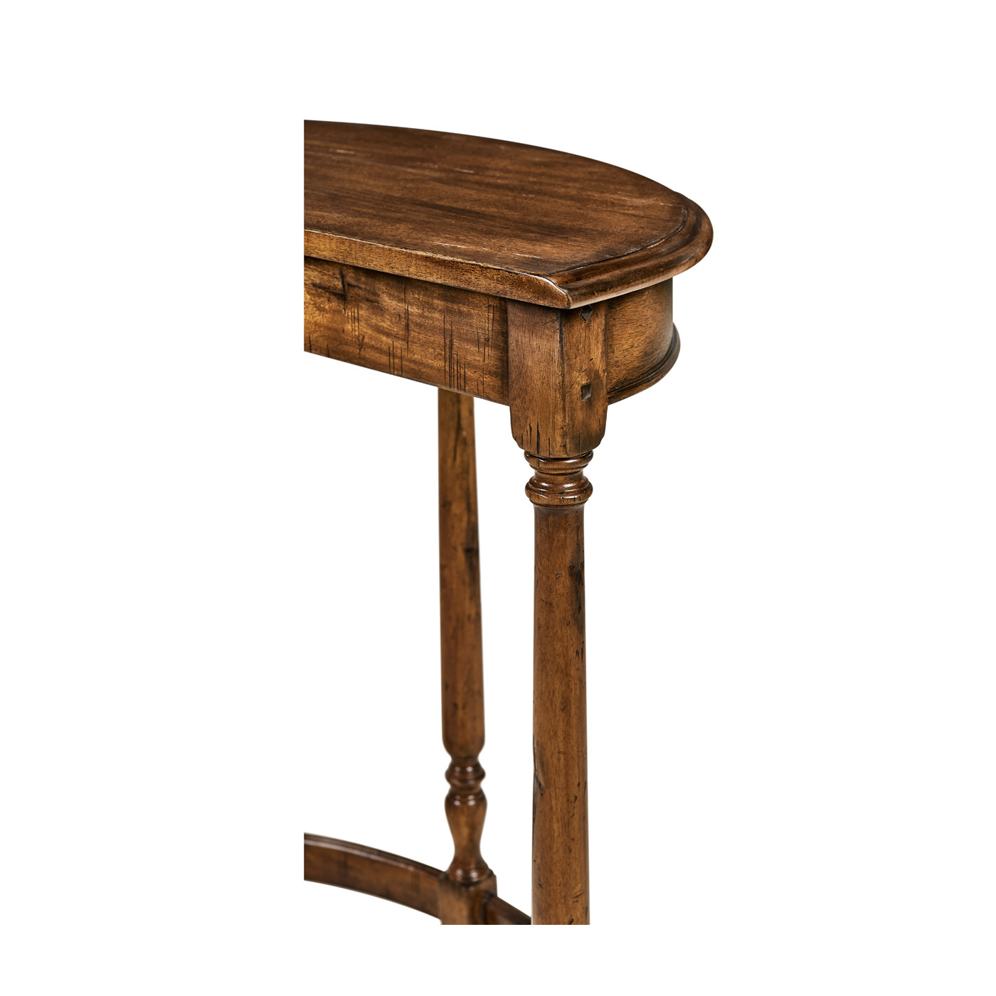 Country Walnut Demilune Console Table