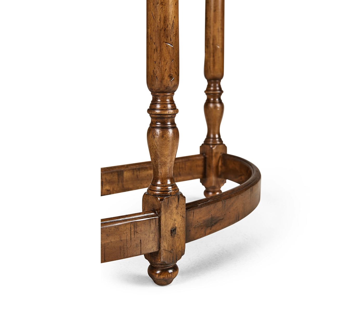 Country Walnut Demilune Console Table