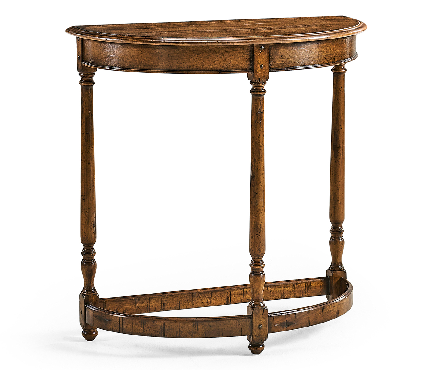 Country Walnut Demilune Console Table