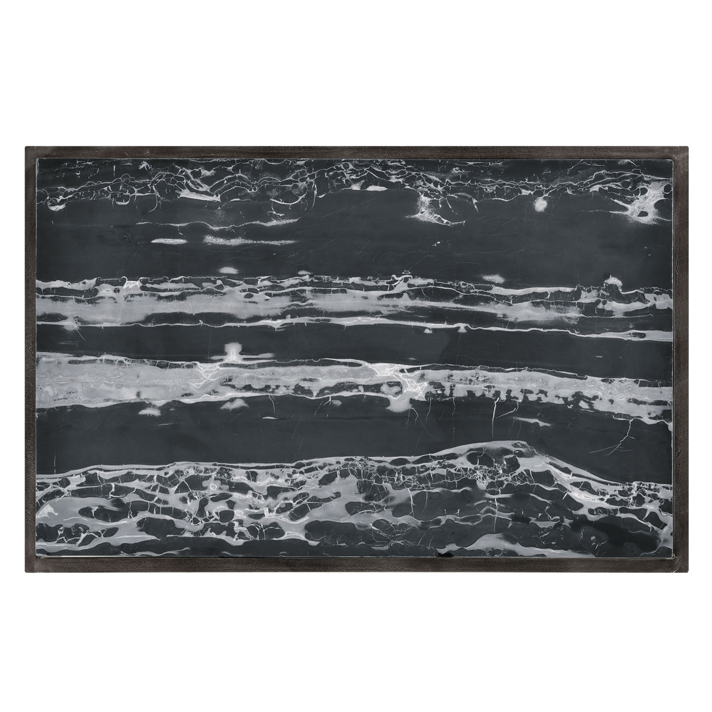 Rectangular Iron End Table with a Black Marble Top