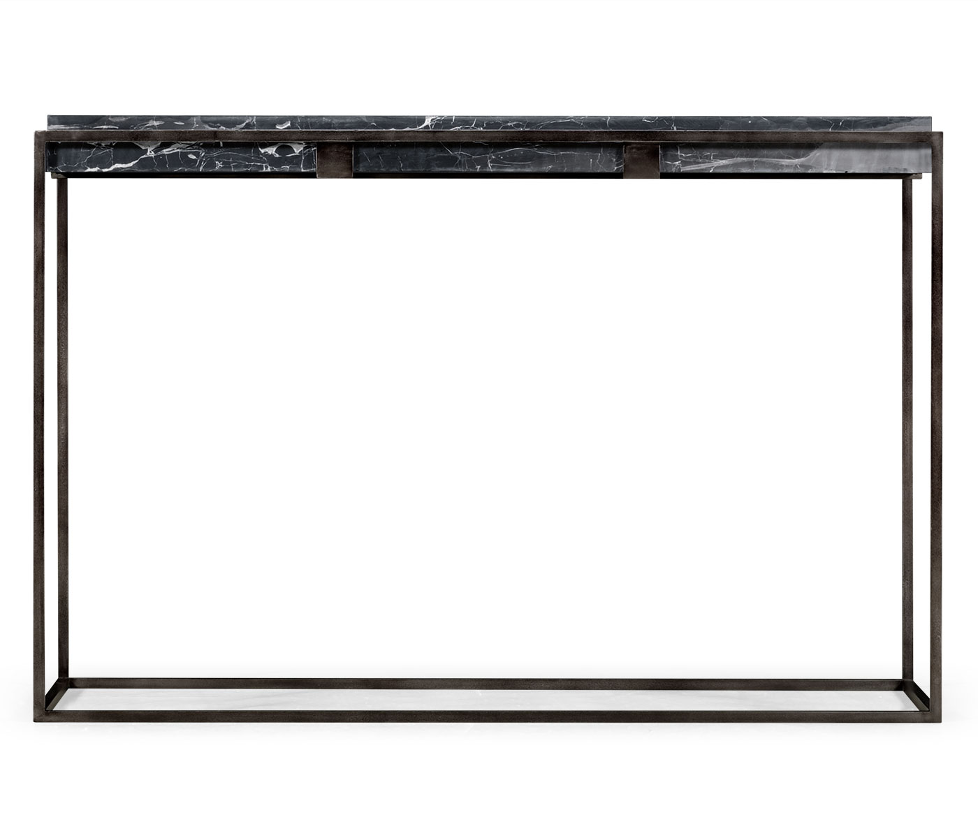 Rectangular Iron Console Table with a Black Marble Top Rectangular Iron Console Table with a Black Marble Top
