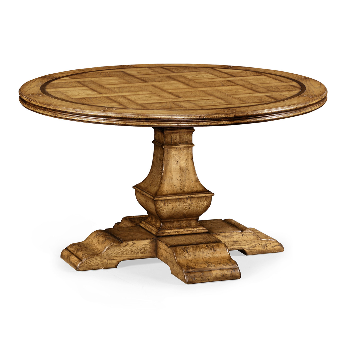 Round Parquet Light Brown Chestnut Dining Table 54