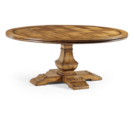 72'' Round Light Brown Chestnut Dining Table