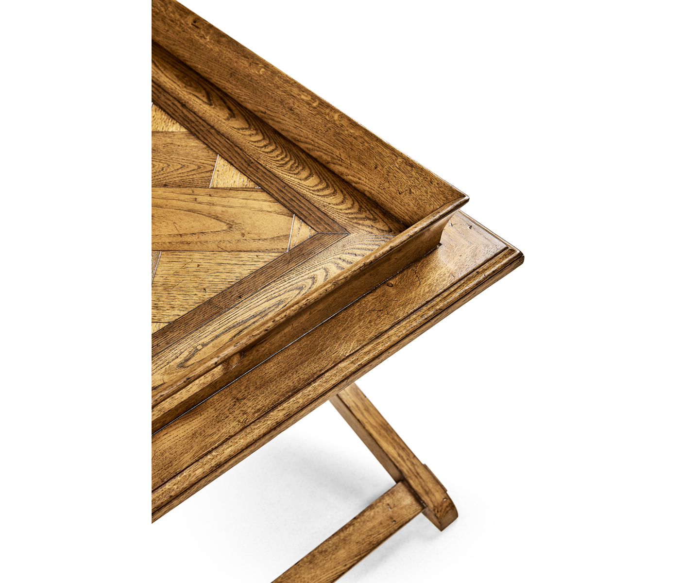 Rectangular Light Brown Chestnut Coffee Table with Large Tray Top