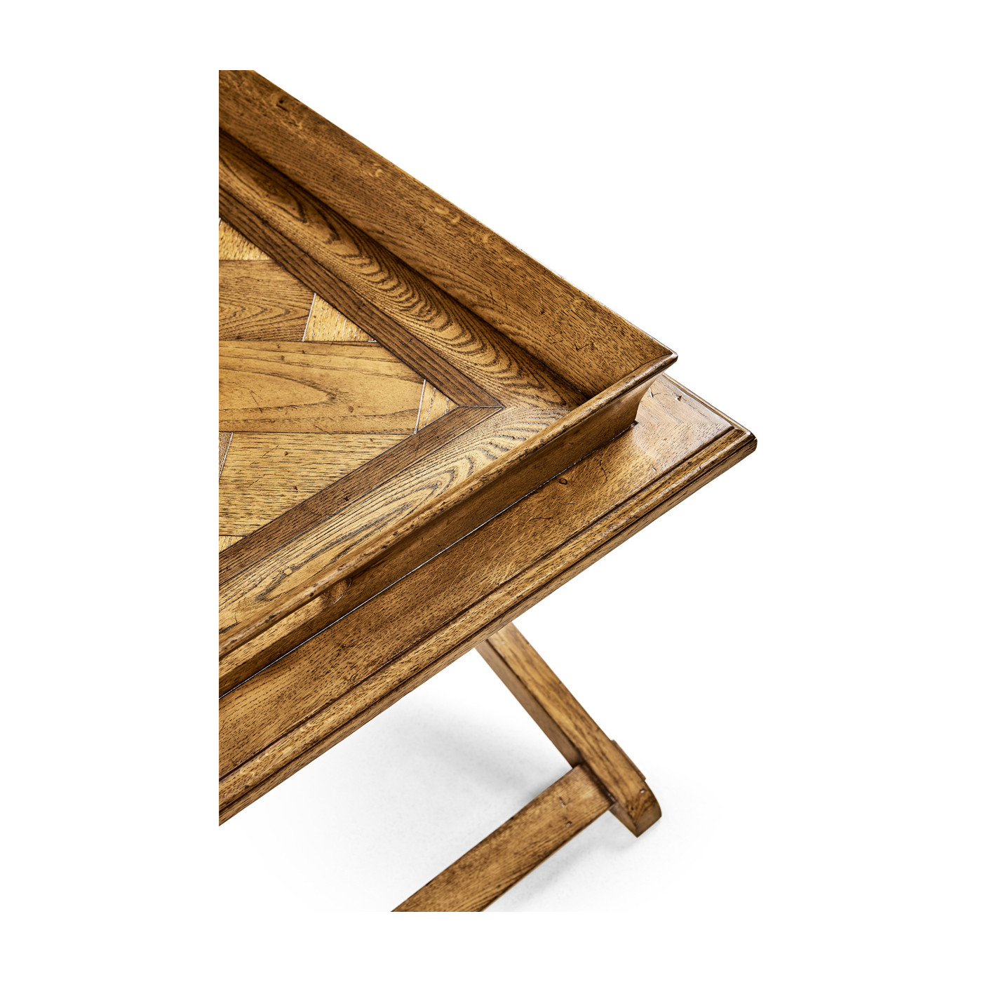 Rectangular Light Brown Chestnut Coffee Table with Large Tray Top