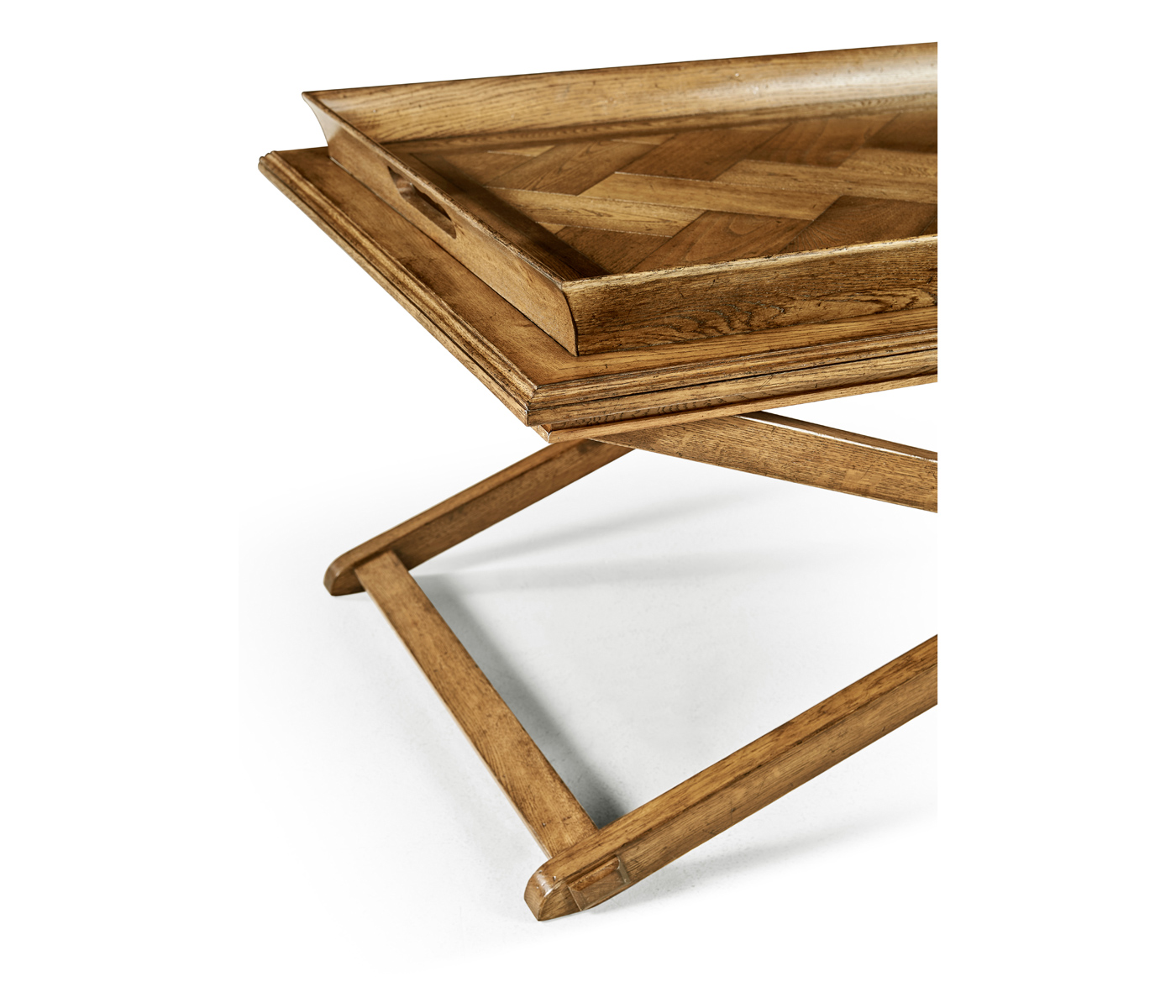 Rectangular Light Brown Chestnut Coffee Table with Large Tray Top