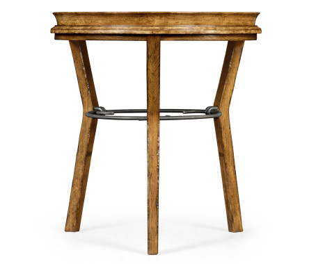 Round Light Brown Chestnut & Rattan Side Table