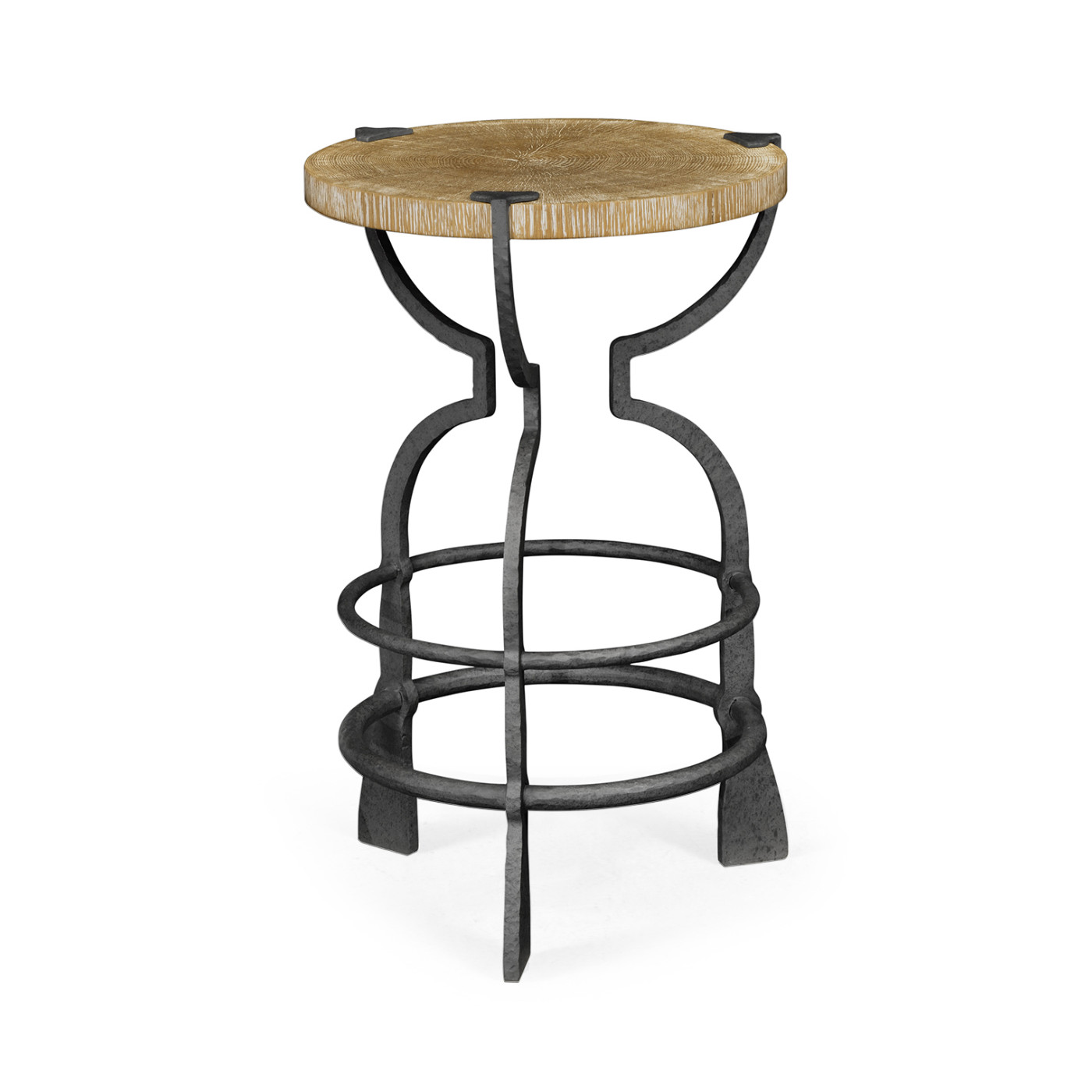 Round Limed Chestnut & Iron Wine Table
