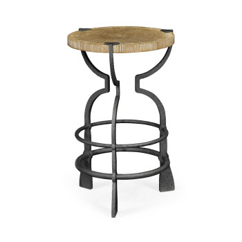 Round Limed Chestnut & Iron Wine Table