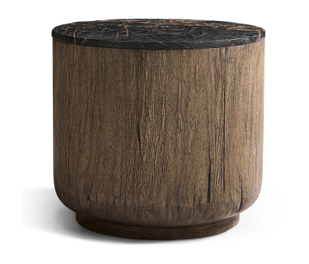 Stone Ridge Marble Round Side Table Dark