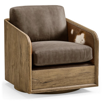 Stone Ridge Leather & Hide Swivel Occasional Chair Light
