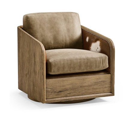 Stone Ridge Leather & Hide Swivel Occasional Chair Light