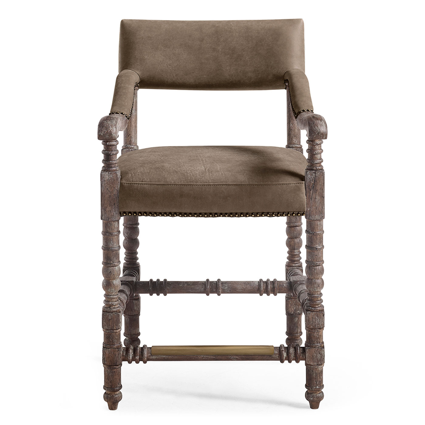 Caldera Oscura Leather Arm Chair Counter Stool