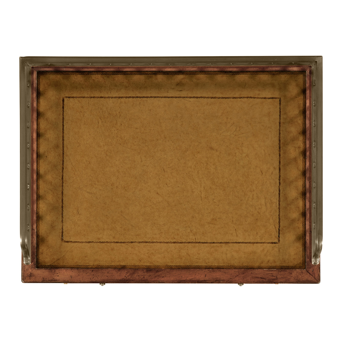 Lamp or bedside table with inset leather