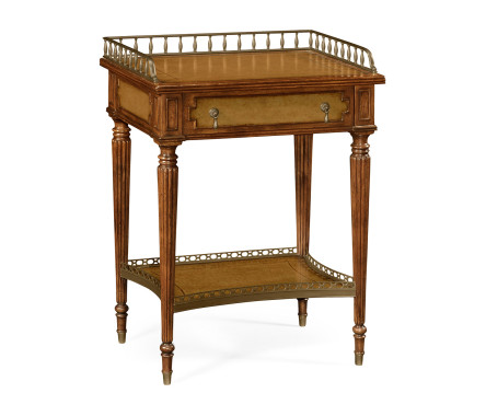 Lamp or bedside table with inset leather