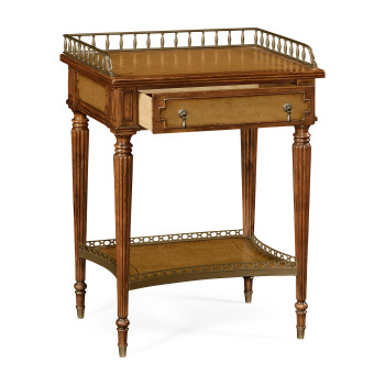 Lamp or bedside table with inset leather