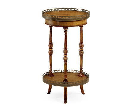 Leather inset round lamp table