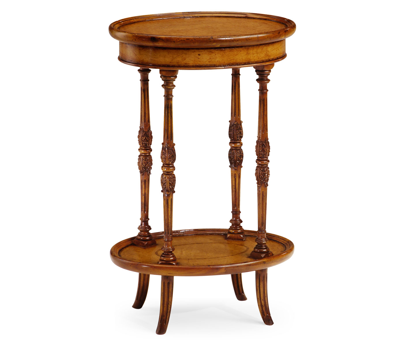 Leather inset oval lamp table