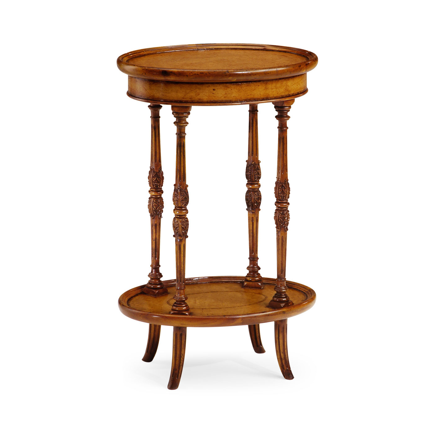 Leather inset oval lamp table