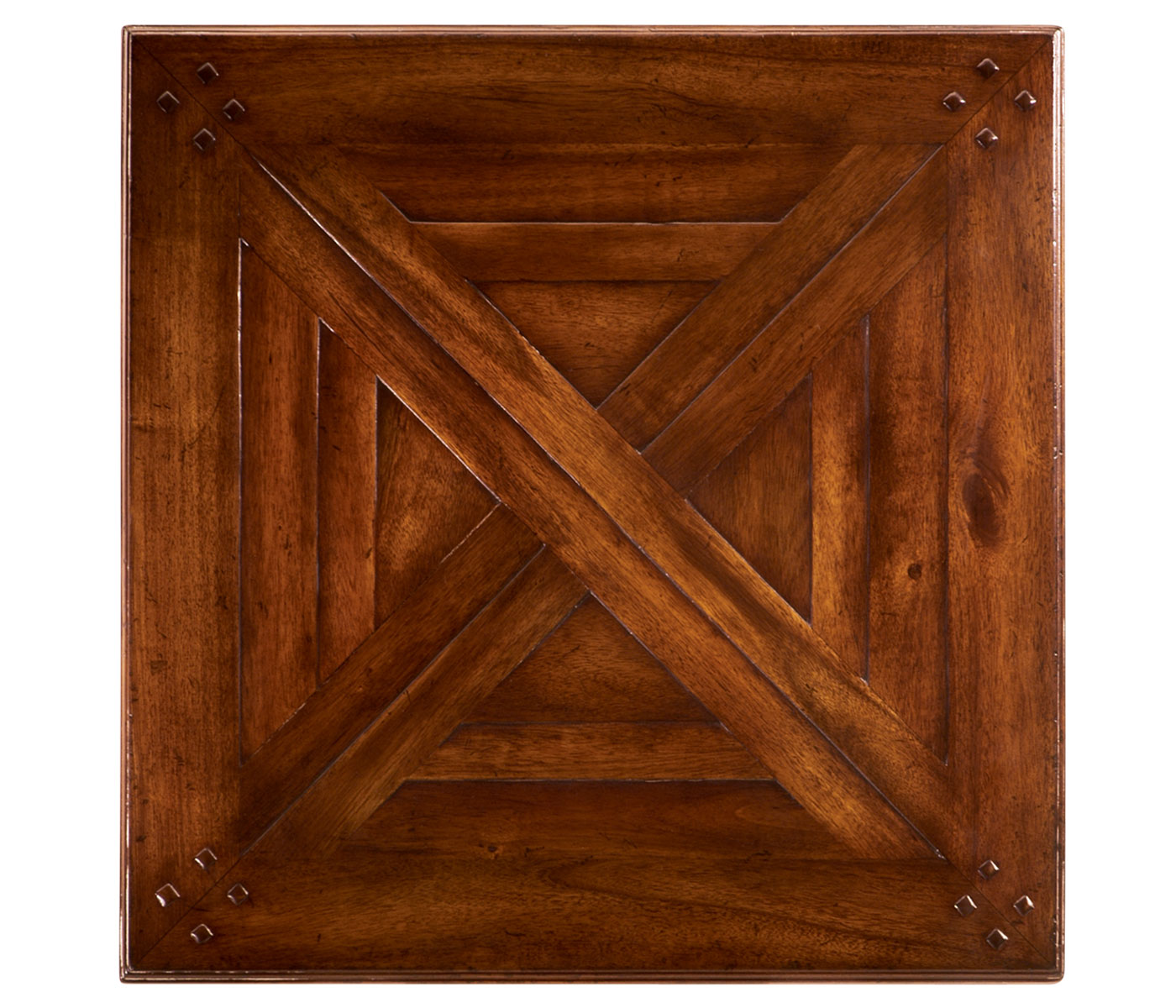 Square parquet topped side table