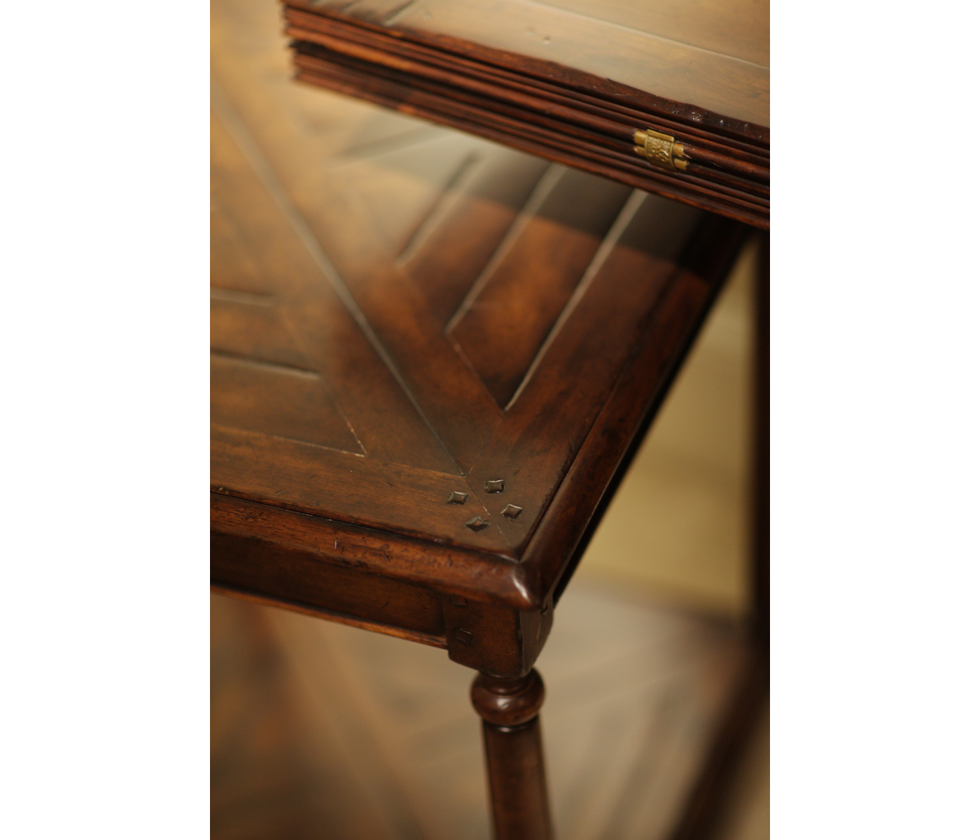 Square parquet topped side table