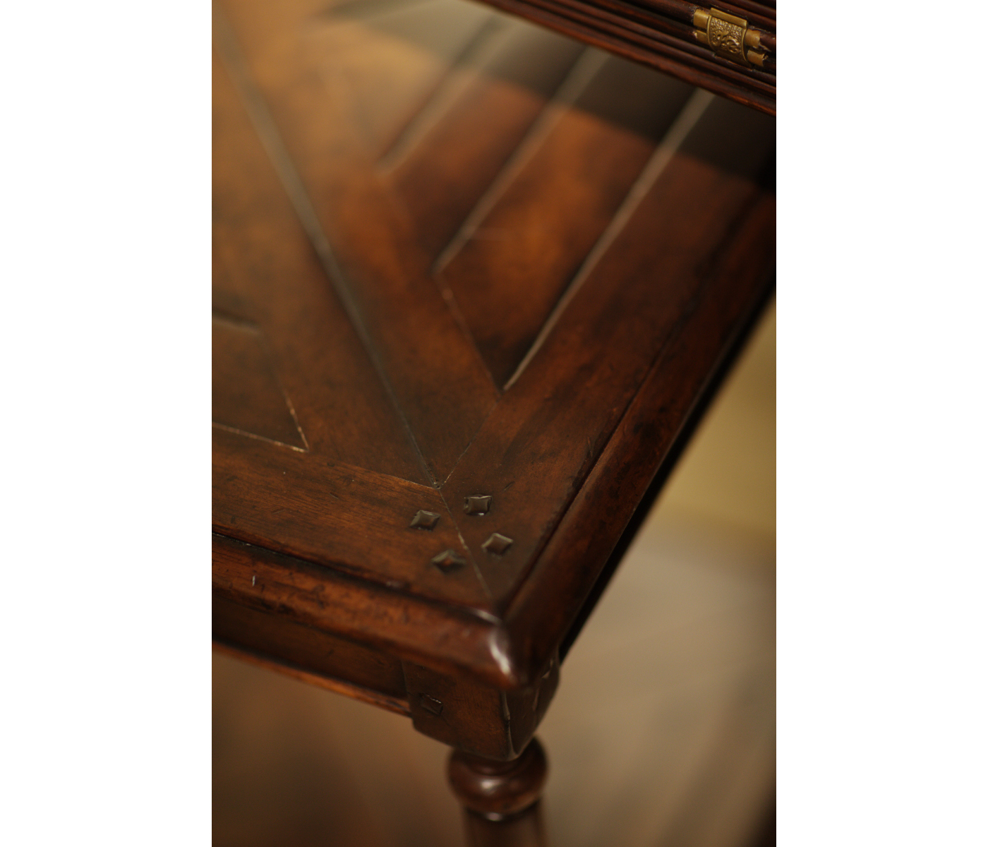 Square parquet topped side table