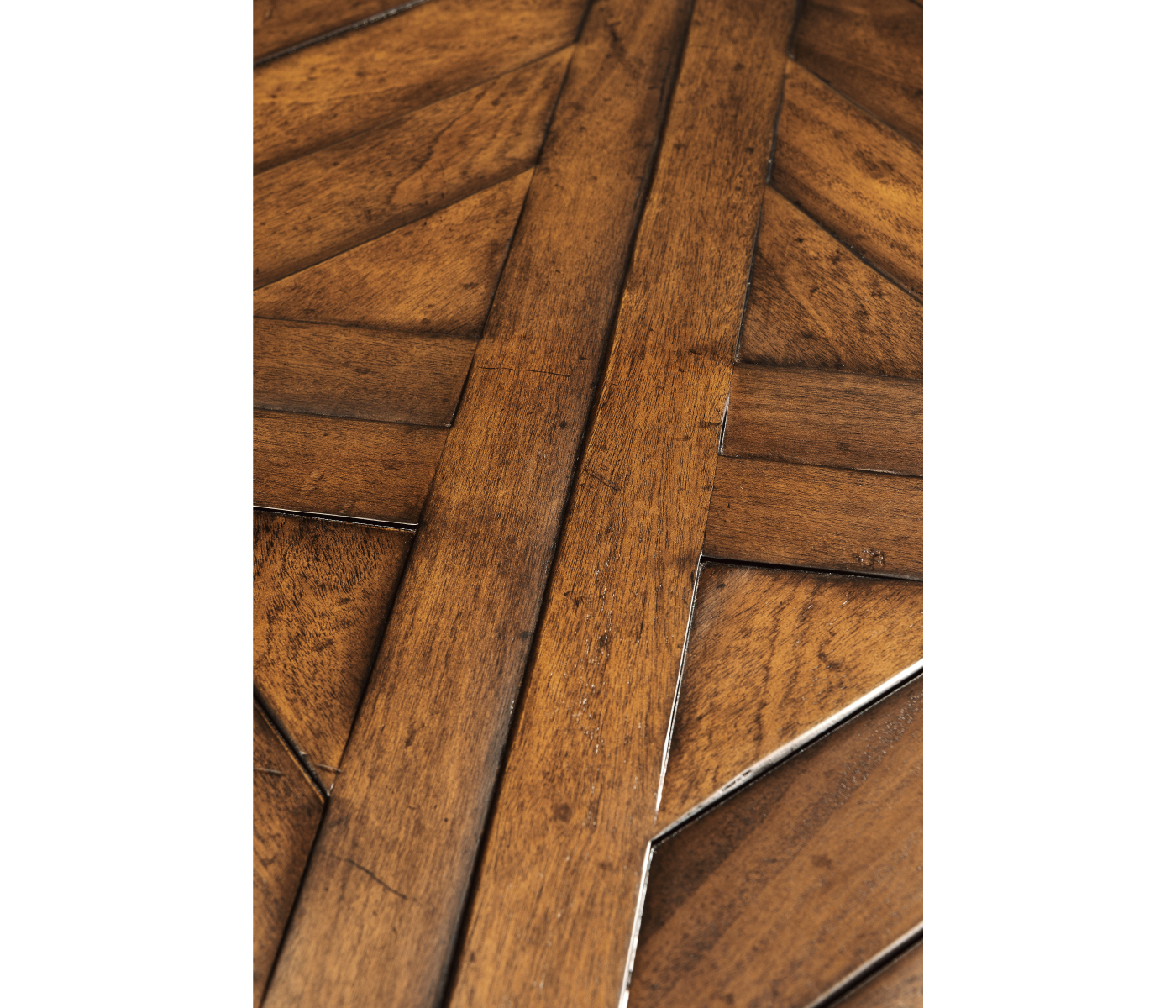 Square parquet topped side table with undertier