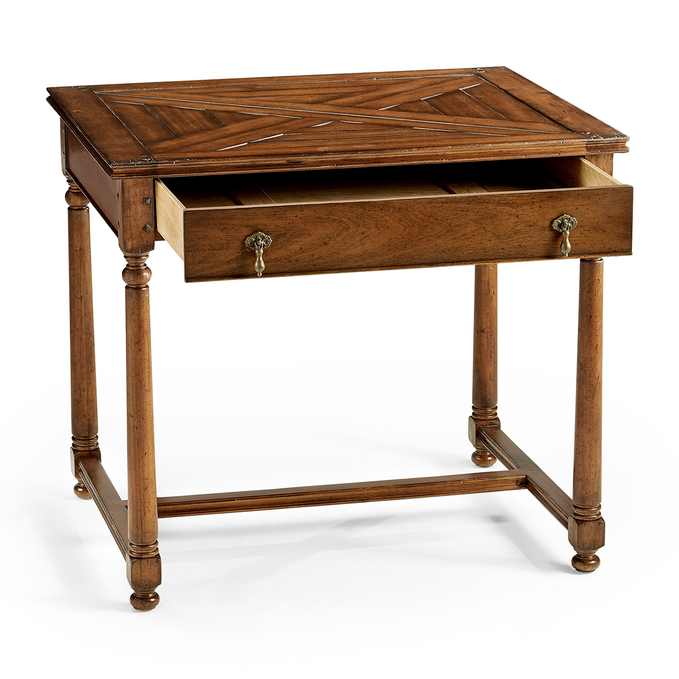 Rectangular parquet side table with drawer