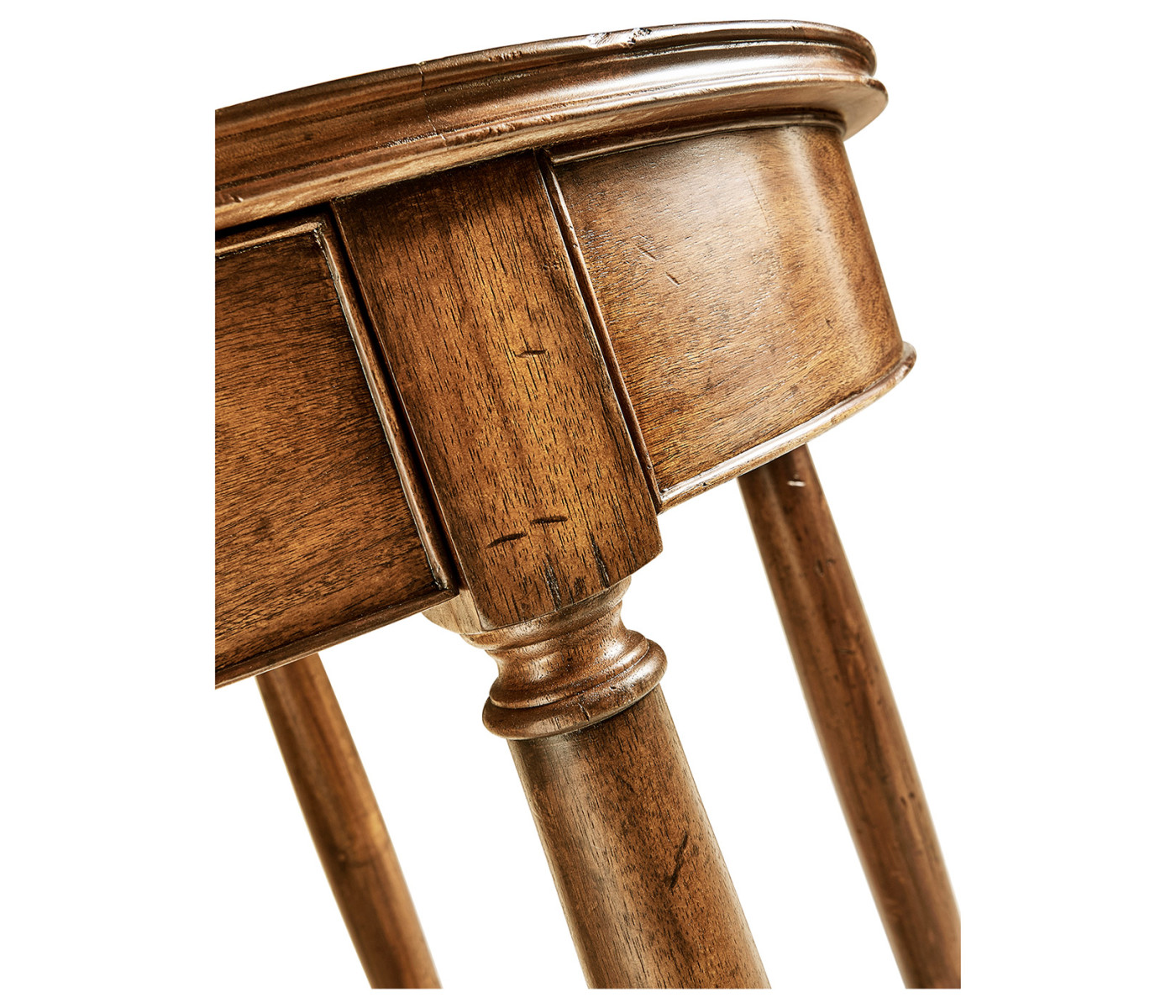 Round parquet topped side table