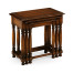 Nest of three walnut tables with plank tops