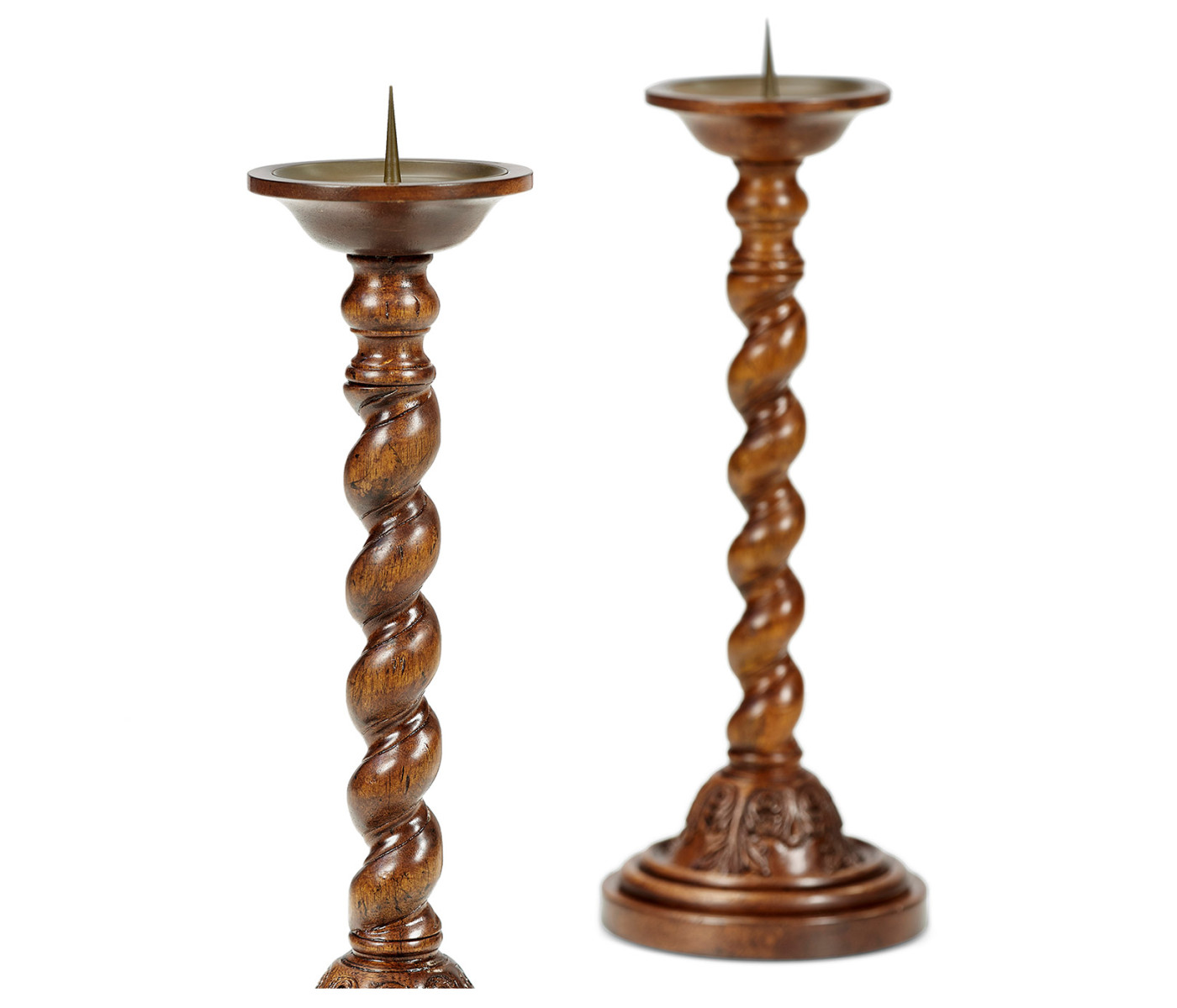 Pair of Twisted Walnut Candlesticks