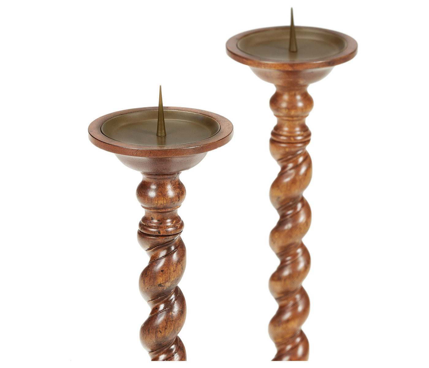 Pair of Twisted Walnut Candlesticks
