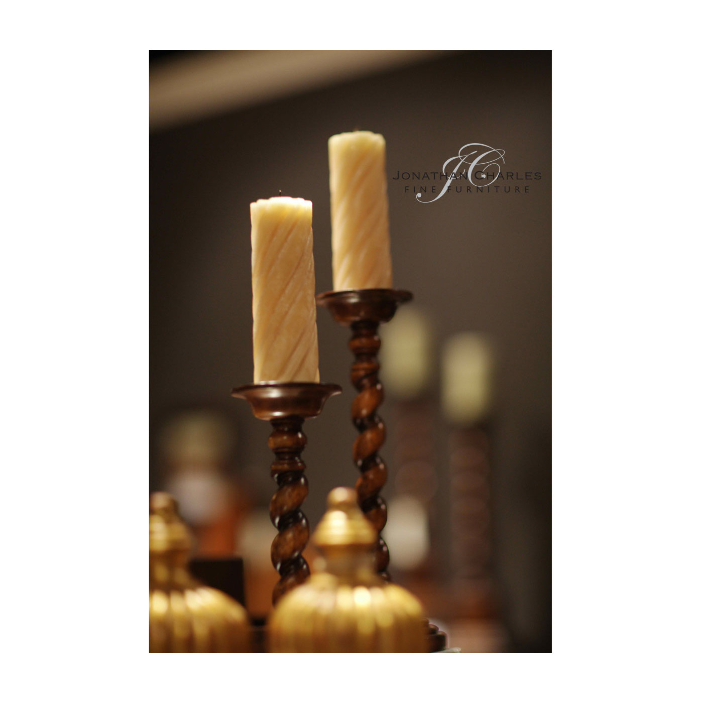 Pair of Twisted Walnut Candlesticks