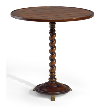 Pedestal table with carved post and solid top
