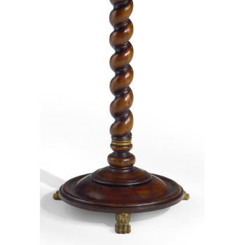 Pedestal table with carved post and solid top
