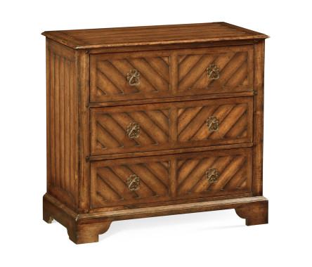 Walnut parquet chest of three drawers