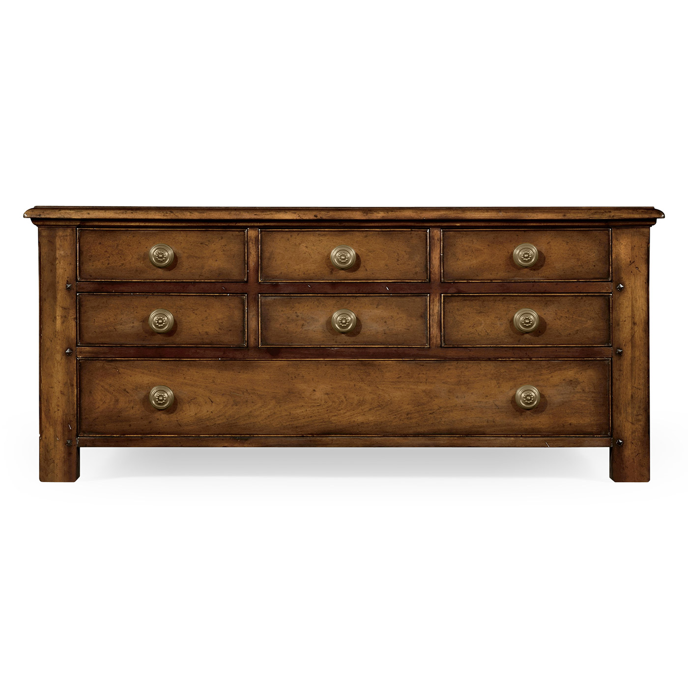 Square parquet coffee table with 14 drawers