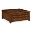 Square parquet coffee table with 14 drawers