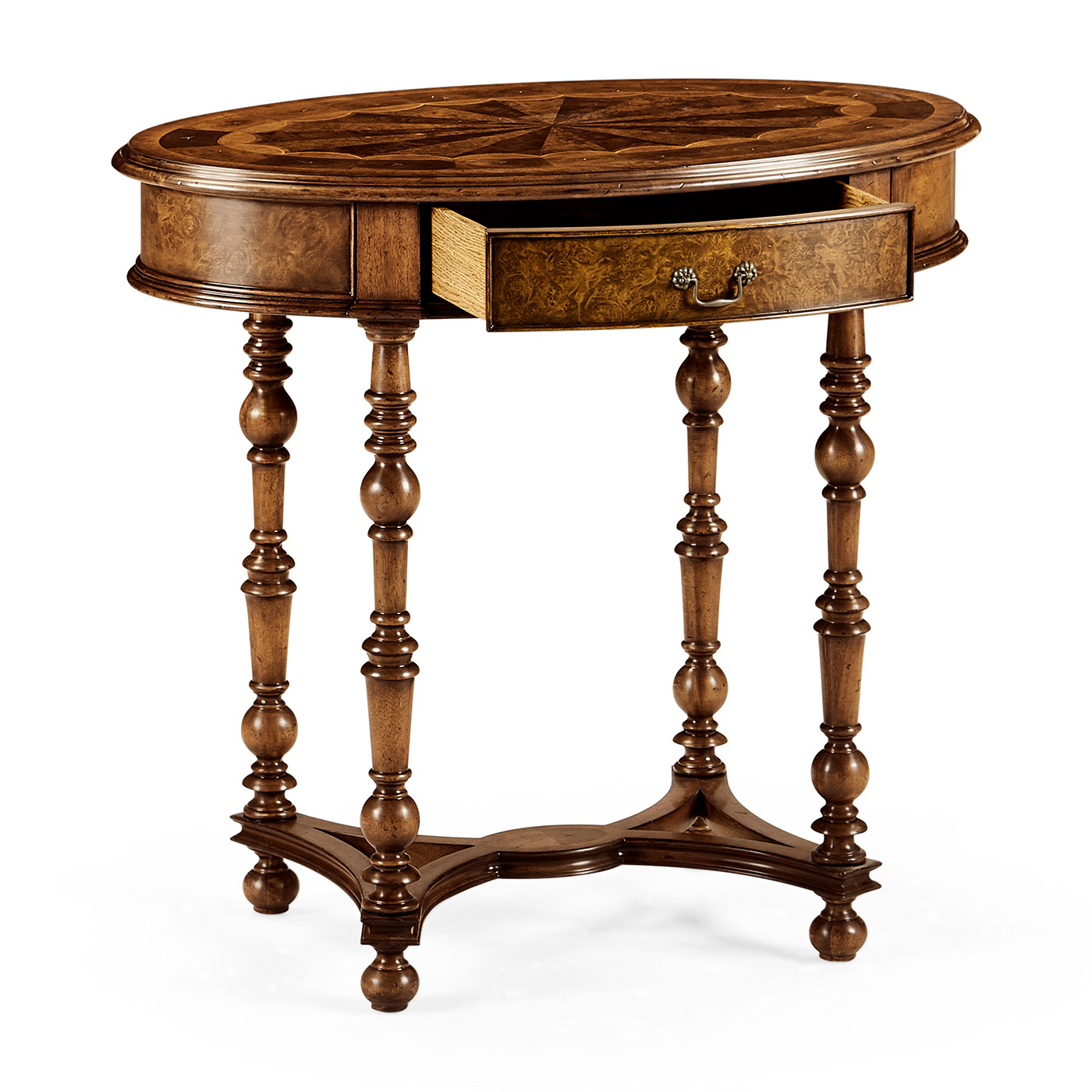 Oval marquetry side table