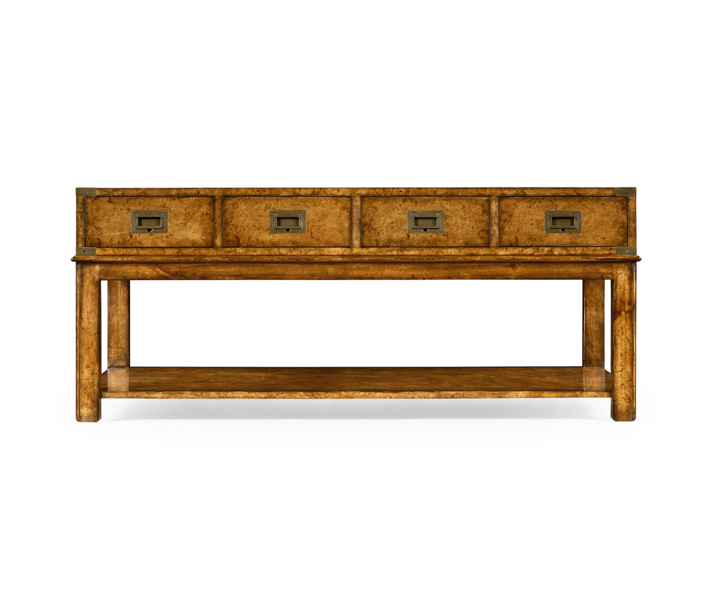 Rectangular campaign walnut coffee table