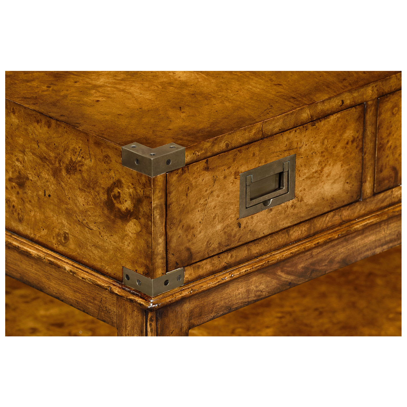 Rectangular campaign walnut coffee table