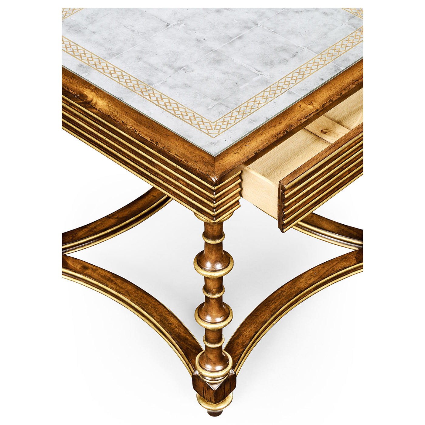 Walnut and Églomisé Side Table