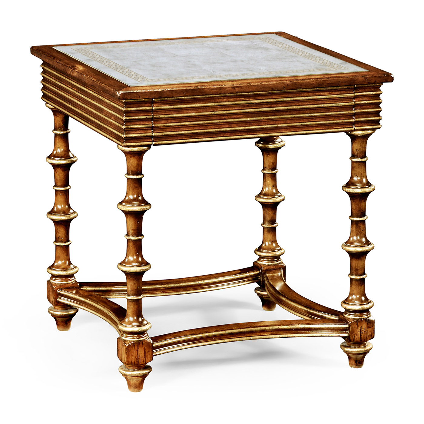 Walnut and Églomisé Side Table