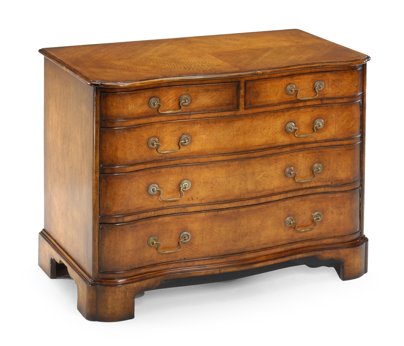 Walnut chest of drawers with serpentine front